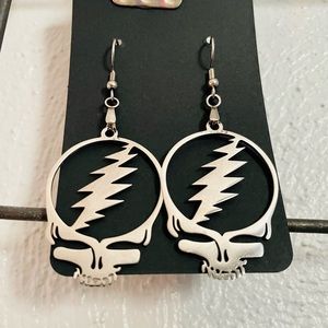 Grateful Dead Stealie Bolt Earrings